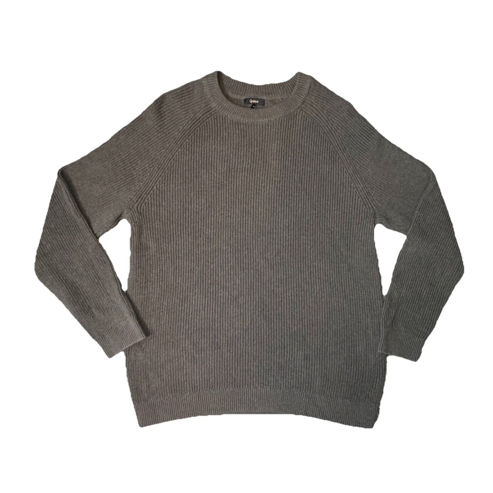 QUINCE Men's SIZE XL 100% Organic Cotton Ribbed‎ Crewneck Heather Brown Sweater